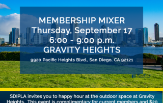 Event info for Sept 17 membership mixer at Gravity Heights